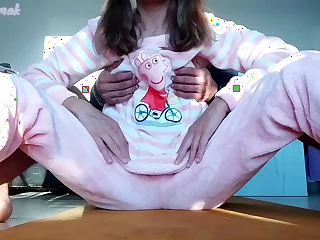 stepbrother hard jerking cunt with the addition of small gut stepsister in pajama